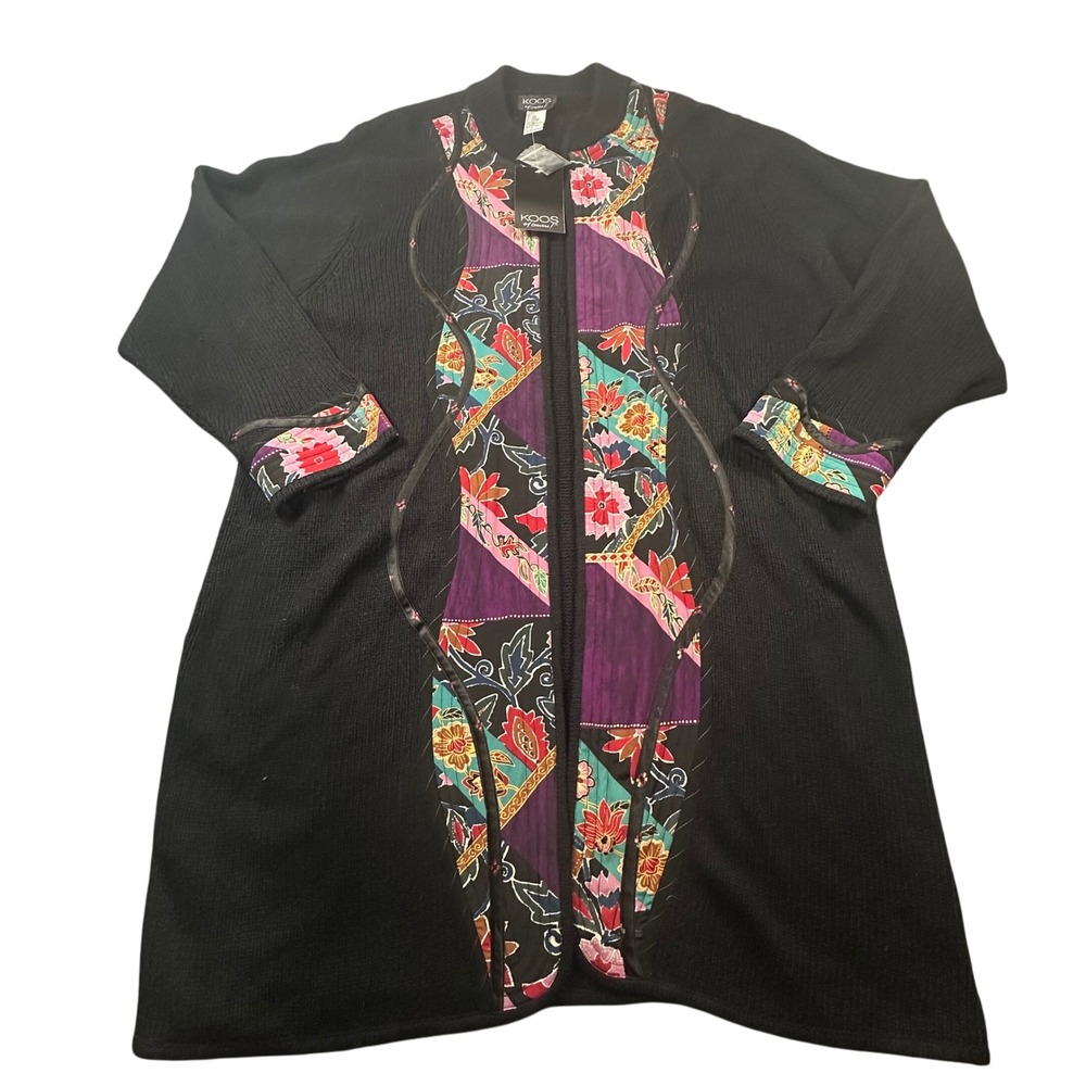 NWT Vintage Koos Of Course 3X‎ Quilted Patchwork Duster Long Cardigan Sweater